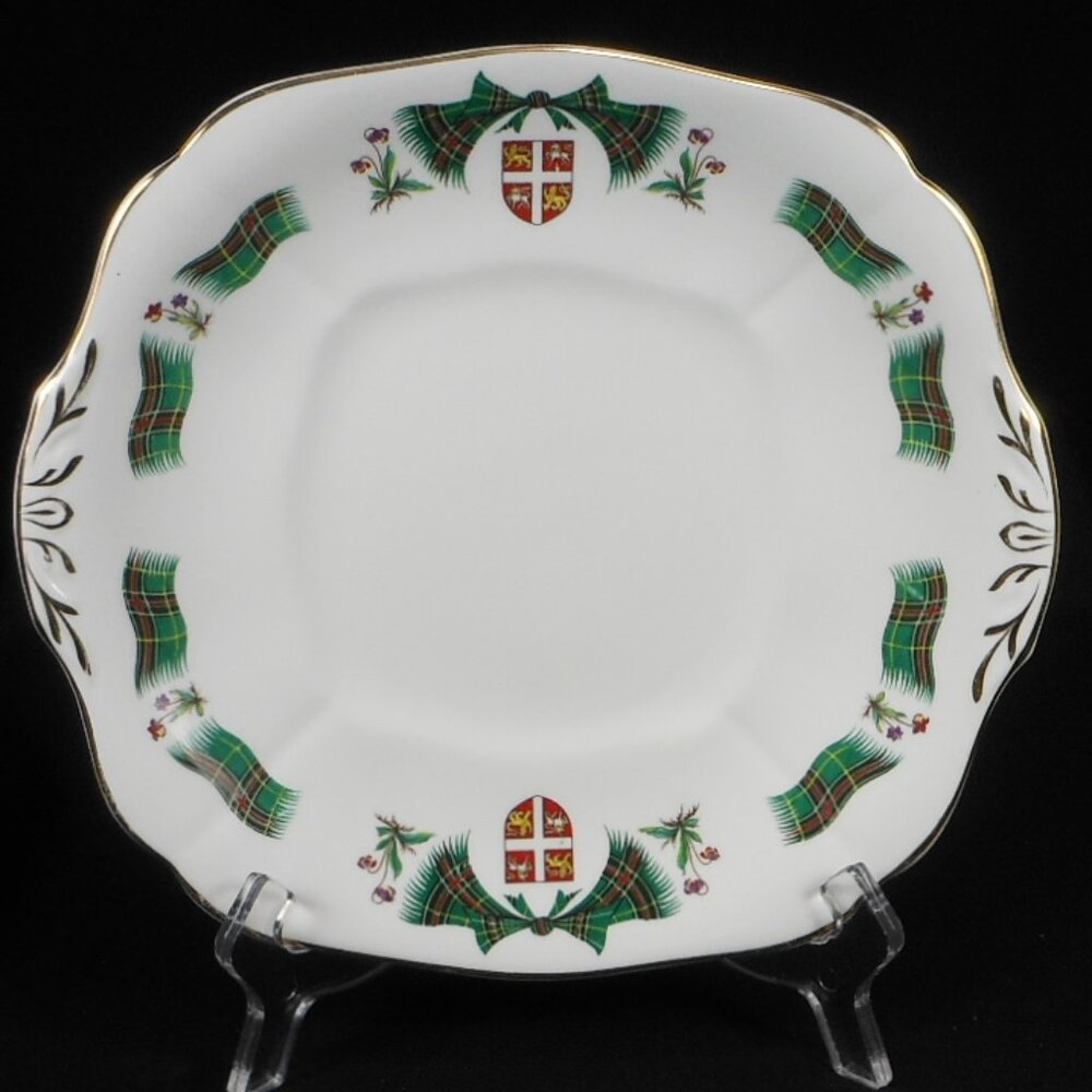 colorful cake plate. Royal Adderley New Foundland Tartan